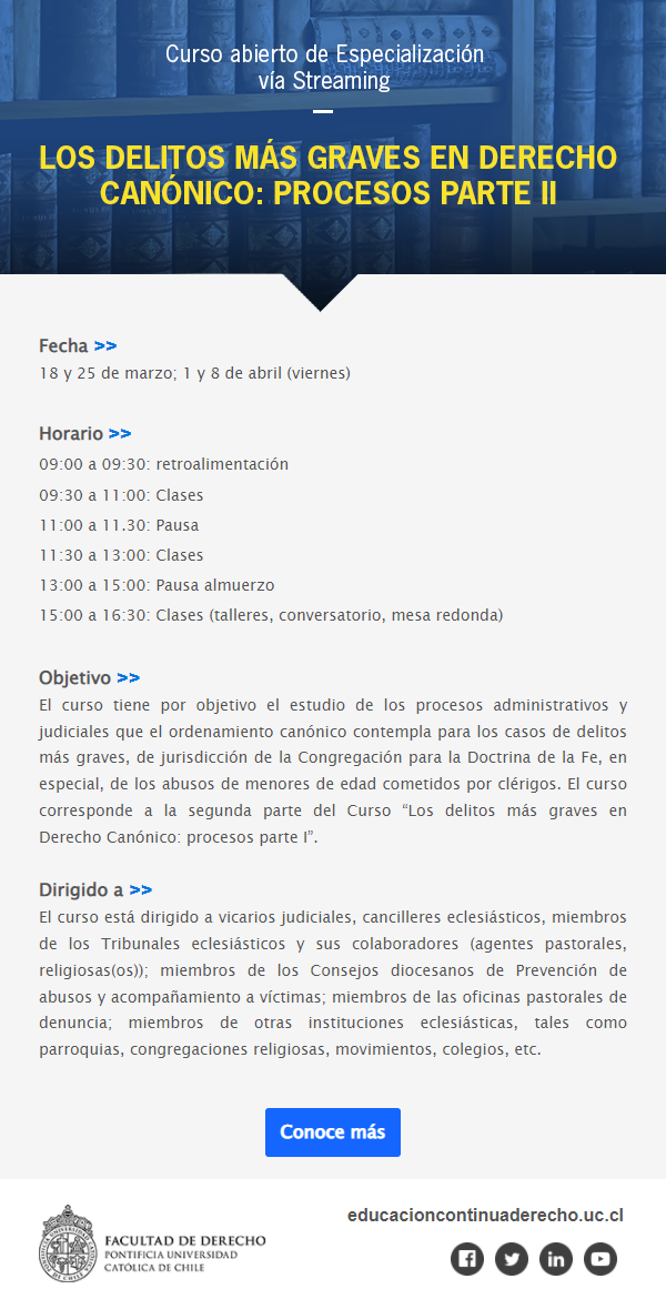 Curso Delitos mas graves en Derecho Canonico- Procesos parte II 2022